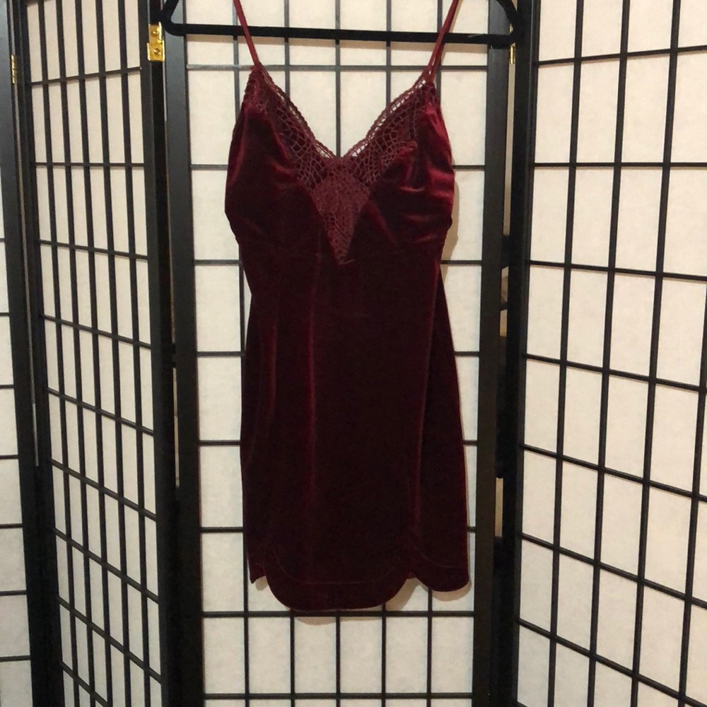Mini red velvet dress